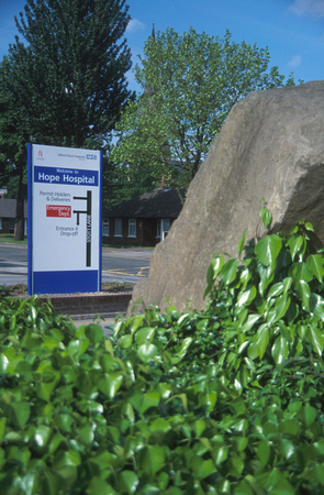 Hope Hospital sign boulder